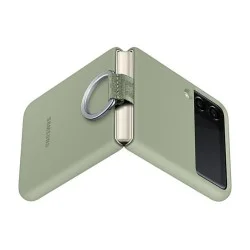 Cover Samsung Z Flip 3 Leather With Ring - Olive